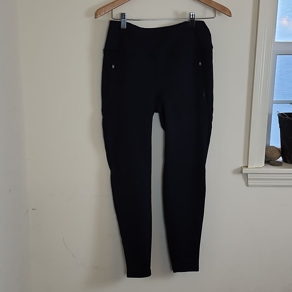 Spyder Active Women's Black Leggings with Zippered Pockets, Size Medium